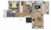 Moderne 3-Zimmer-Wohnung mit Westbalkon, Aufzug und Tiefgaragenstellplatz in Fellbach-Schmiden - Grundriss